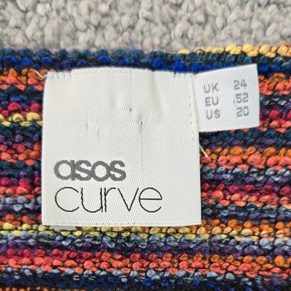 Asos Curve Multicolor Stripe Tweed Look Lightweight Topper Jacket Boho - Picture 7 of 9